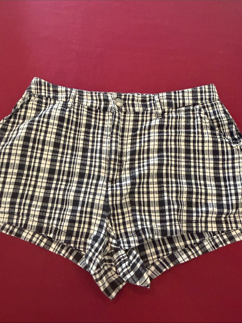 RVCA Black & White Plaid High-Waist Women’s Shorts